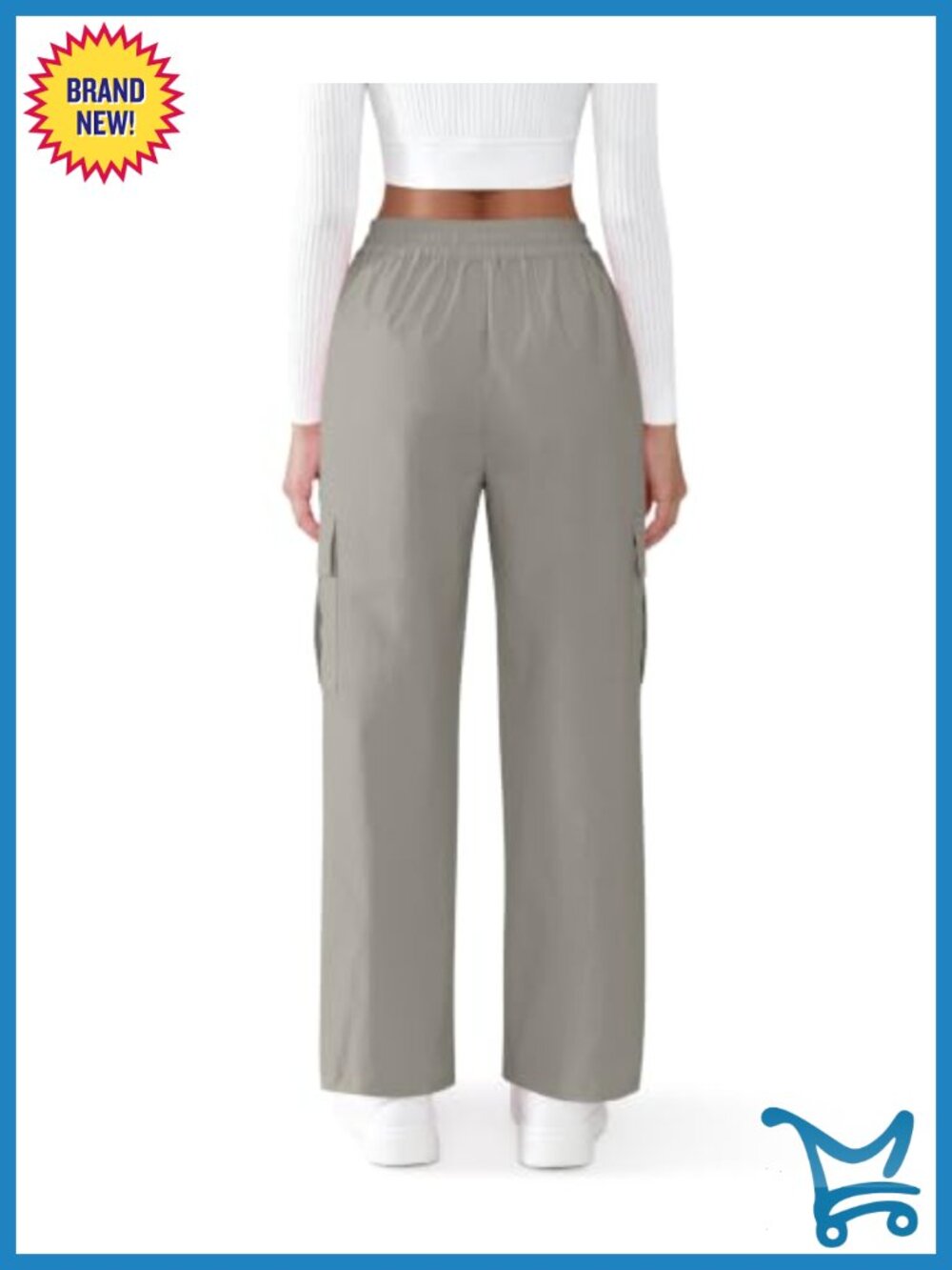 Quick-Dry Cargo Hiking Pants with Pockets Elastic Waist Drawstring - Picture 3 of 6
